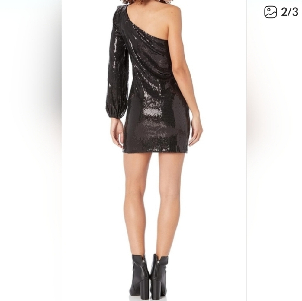 One-Shoulder Black Sequin Dress NWT - Picture 2 of 16